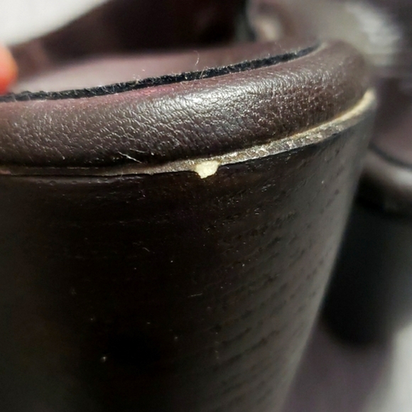 Y2K Early 2000's Callisto Strappy Chocolate Brown Faux Leather Wedge Heels - Picture 16 of 17